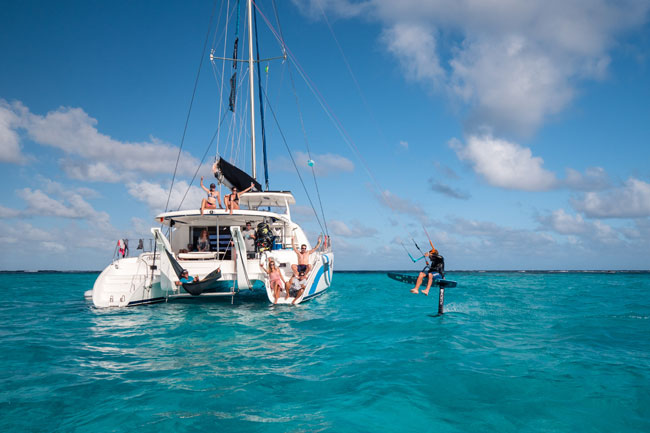 Foiling on a Kite Trip Cruise in the Grenadines